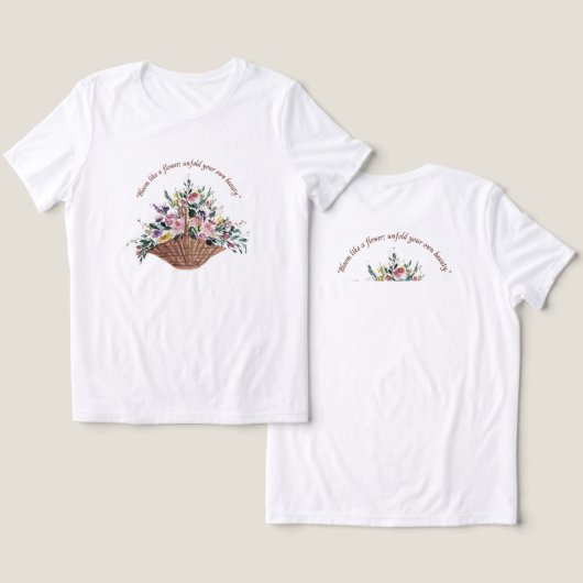 Dames bloemige T-shirt minimalistisch  (Ontwerp Voorkant & Achterkant)