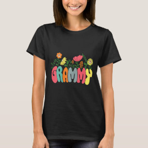 Dames bloemrijke retro vintage grammy gelukkige mo t-shirt