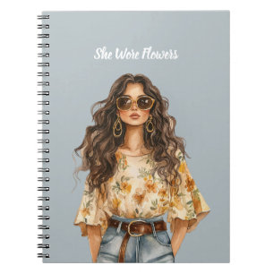 Dames Blouse Jeans Bloemen Notitieboek