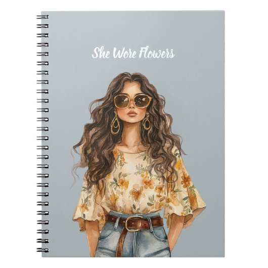 Dames Blouse Jeans Bloemen Notitieboek (Voorkant)