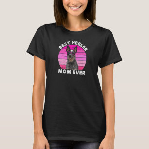 Dames Blue Heeler Moeder Voor Vrouwen Retro Blauwe T-shirt