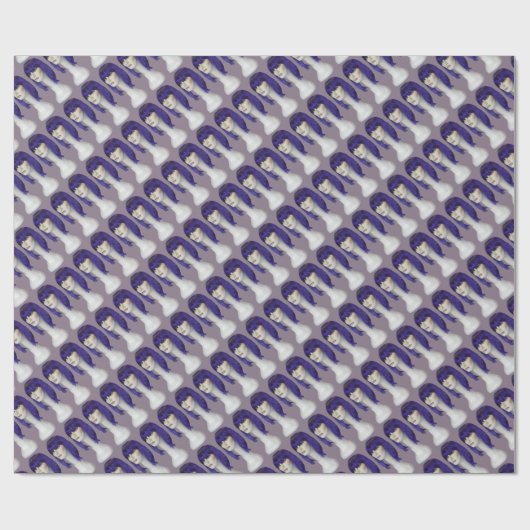 Dames Blue Wig Cadeaupapier (Vlak)