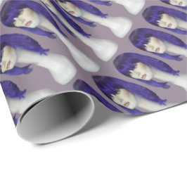 Dames Blue Wig Cadeaupapier