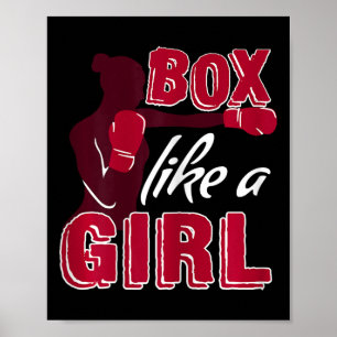 Dames boksen als een meisje Funny boksgeschenk voo Poster