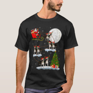 Dames Boston Terrier Hond Kerstman slee van vliege T-shirt
