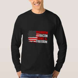 Dames Bourbon Bacon & Freedom USA Amerikaanse Vlag T-shirt
