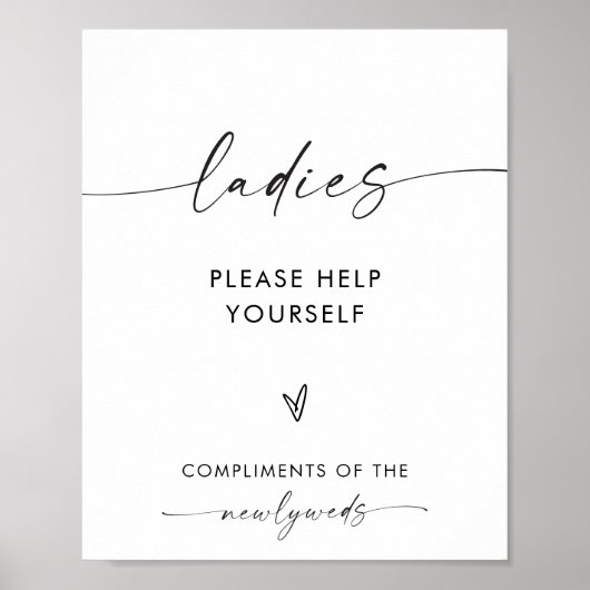 Dames Bruiloft Badkamer Mand teken, Badkamer teken Poster (Voorkant)