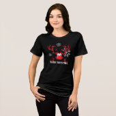 Dames Buffalo Plaid Rendier Vrolijk Kerstmis Tri-Blend Shirt (Voorkant volledig)