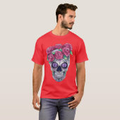 Dames Calavera Bloemen Griezelig Monster Horror Ha T-shirt (Voorkant volledig)