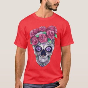 Dames Calavera Bloemen Griezelig Monster Horror Ha T-shirt