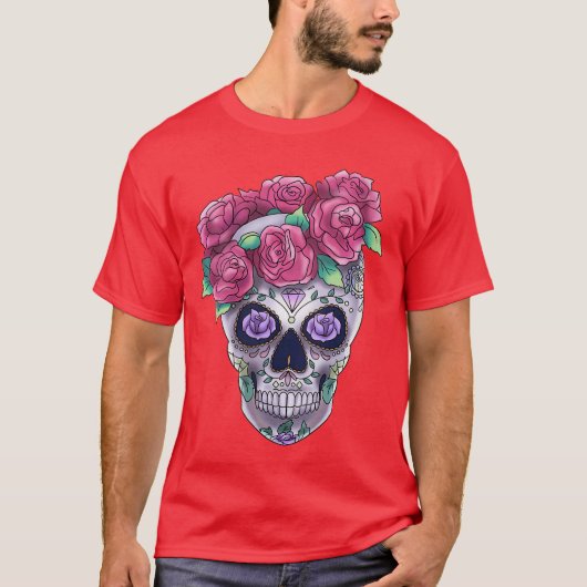 Dames Calavera Bloemen Griezelig Monster Horror Ha T-shirt (Voorkant)