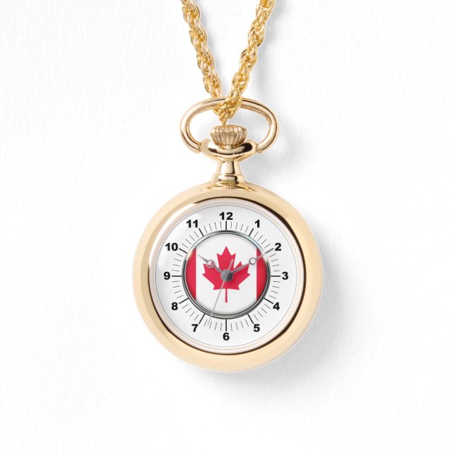 Dames Canada Vlag Wraparound Gold Watch Horloge (Voorkant)
