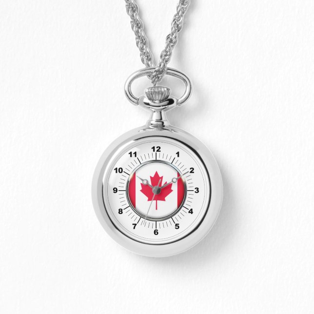 Dames Canada Vlag Wraparound Zilver Horloge (Voorkant)