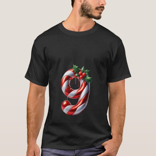 Dames Candy Cane G met Hulstbessen Delight V-hals T-shirt (Voorkant)
