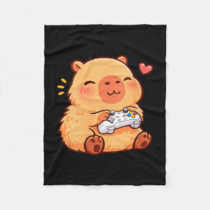 Dames capybara kawaii anime die videogames spelen fleece deken