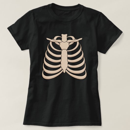 Dames Cartoon Ribbenkast Halloween T-Shirt (Design voorkant)