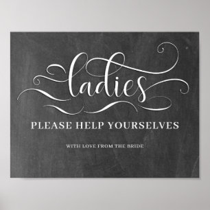Dames - Chalkboard Weddenschap Bathroom Poster