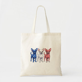 Dames Chihuahua Amerikaanse Vlag 4 Juli Tote Bag