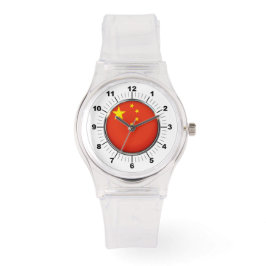 Dames China Vlag Sportief Roze Silicon Horloge