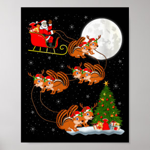 Dames Chipmunk Kerstman slee slee vliegend grappig Poster
