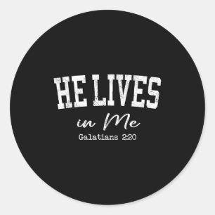 Dames christelijke shirts Hij leeft in mij Bijbel Ronde Sticker
