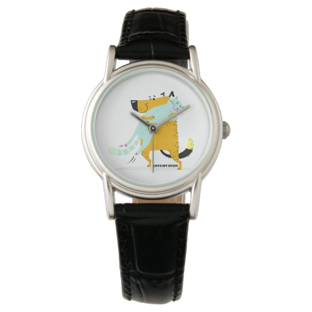 Dames Classic Zwart Horloge met lederen bandje (Voorkant)