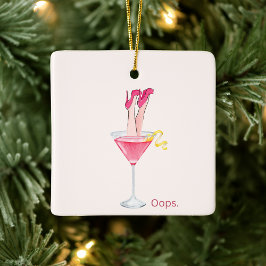 Dames Cocktails Humor, Grappige Roze Illustratie Keramisch Ornament