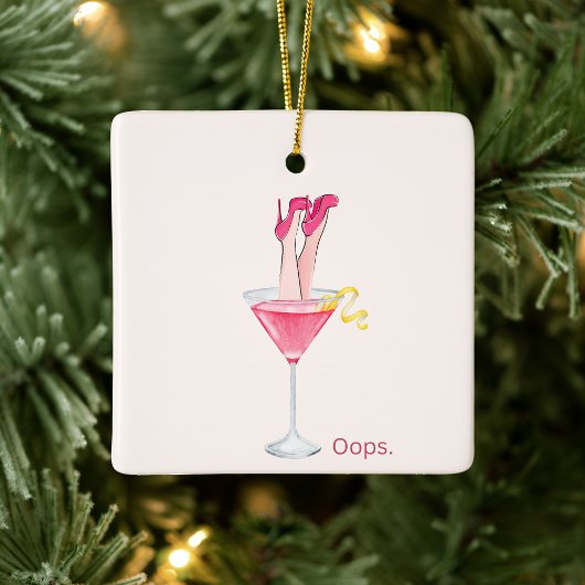 Dames Cocktails Humor, Grappige Roze Illustratie Keramisch Ornament