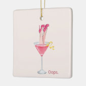 Dames Cocktails Humor, Grappige Roze Illustratie Keramisch Ornament (Links)