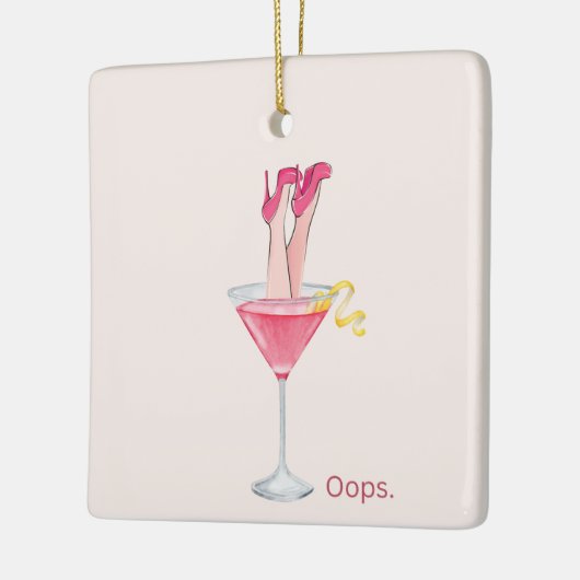 Dames Cocktails Humor, Grappige Roze Illustratie Keramisch Ornament (Links)