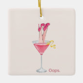 Dames Cocktails Humor, Grappige Roze Illustratie Keramisch Ornament (Voorkant)