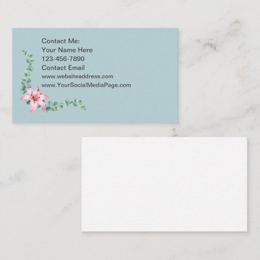 Dames Contact Kaarten Eucalyptus Thema Bloemen Visitekaartje (Voorkant / Achterkant)