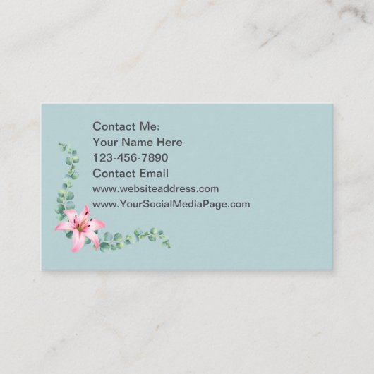 Dames Contact Kaarten Eucalyptus Thema Bloemen Visitekaartje (Voorkant)