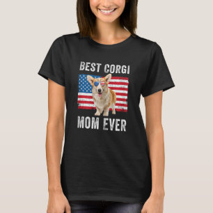 Dames Corgi Moeder VS Amerikaanse Vlag Hondeneigen T-shirt