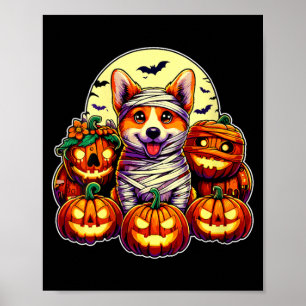 Dames Corgi Mummie En Pompoenen Schattig Halloween Poster