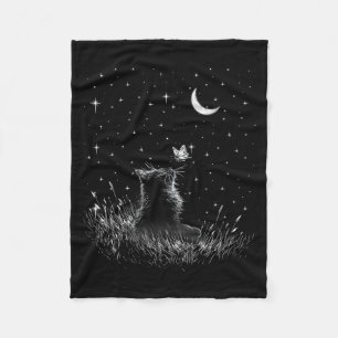 Dames Cottagecore Bloem Vlinder Zwarte Kat Fleece Deken