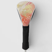 Dames Custom Initiaal Modern Abstract Koraal Roze Golfheadcover (Voorkant)