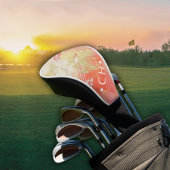 Dames Custom Initiaal Modern Abstract Koraal Roze Golfheadcover