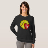 Dames Custom Softbal Moeder Nummer 16 Hart voor Mo T-shirt (Voorkant volledig)
