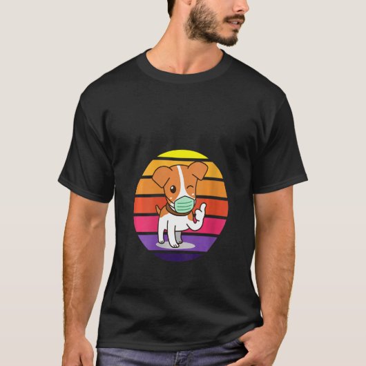 Dames Cute Hond Draagt Een Mondkapje, Retro Zonson T-shirt (Voorkant)