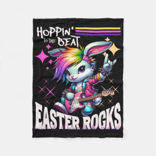 Dames Cute Punk Rocking Bunny Hopping Rabbit Pasen Fleece Deken