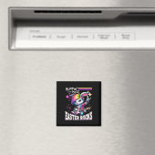 Dames Cute Punk Rocking Bunny Hopping Rabbit Pasen Magneet (Insitu (Vaatwasser))