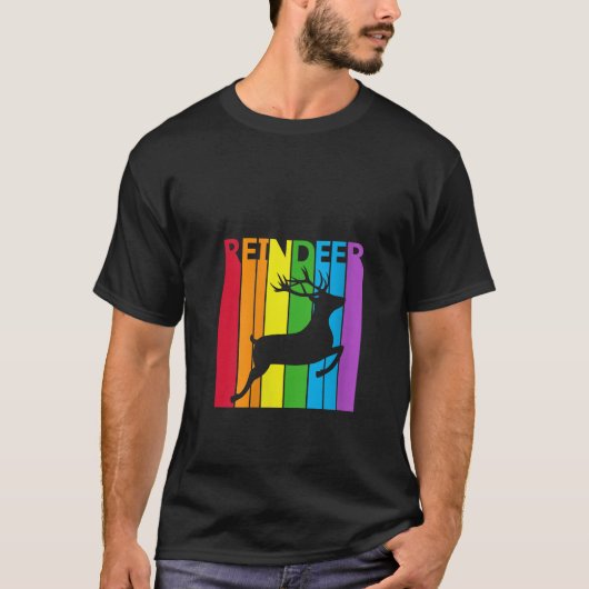 Dames Cute Rainbow Rendier dier Liefhebber V-hals T-shirt (Voorkant)