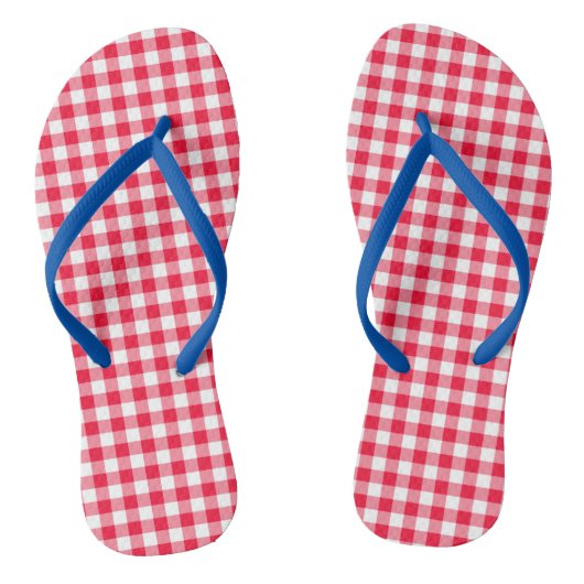 Dames Cute Rode Gingham Flip Flops (Voetbed)
