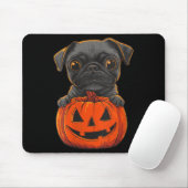 Dames Cute Zwarte Pug Jack O Lantern Pompoen Muismat (Met muis)
