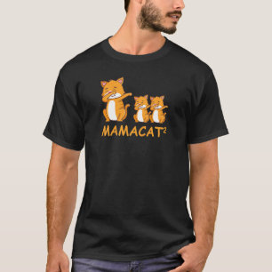 Dames Dabbing Mamakat Kattenmoeder van Tweelingen T-shirt