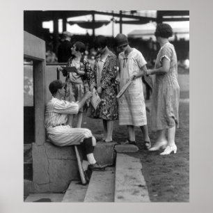 Dames dag honkbalventilatoren, jaren 20 poster