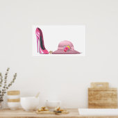Dames Dag! Roze Stiletto-schoen en Pet Art Poster (Keuken)