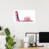 Dames Dag! Roze Stiletto-schoen en Pet Art Poster (Thuiskantoor)