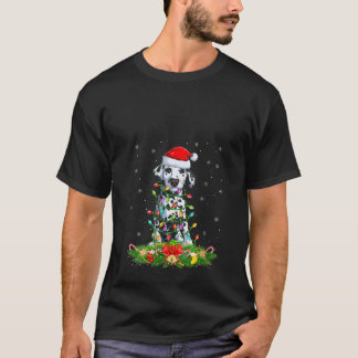 Dames Dalmatiër Hondenliefhebber Verlichting Kerst T-shirt